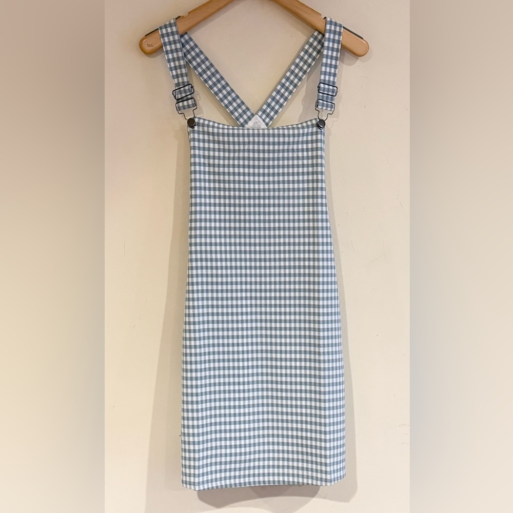 NWT Peach Love California Gingham Jumper Overall pocketed Dress‎ Large